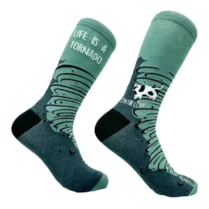 Men's Life Is A Tornado Socks Funny Stormy Twister Joke Footwear Funny Graphic Socks Comfortable Fitted Spandex Cotton