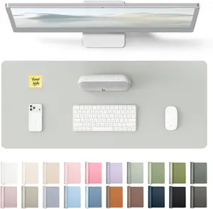 Leather Desk Pad Protector, Office Desk Mat, Large Mouse Pad, Non-Slip PU Leather Desk Blotter, Laptop Desk Pad, Waterproof Desk Writing Pad for Office and Home (23.6" x 13.8", Light Grey)