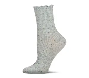MeMoi Women's Ribbed Flecked Socks with Lettuce Hem