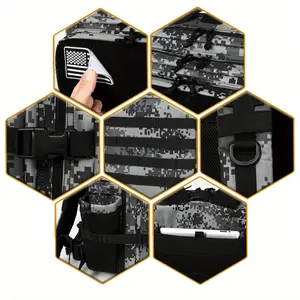 Men's Military Tactical Backpack Army Molle Daypack 45l Large 3-Day Bug out Bag Gym Canvas Backpack Belt Bottle Rack Black Camouflage...