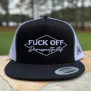F Off Disrespectfully Embroidered Snapback Adjustable (Up To A Size 8 Head) Premium Trucker Hat