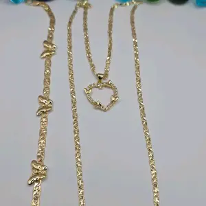 MOTHER'S DAY beautiful set necklace with bracelet butterflies heart pendant GOLD-PLATED