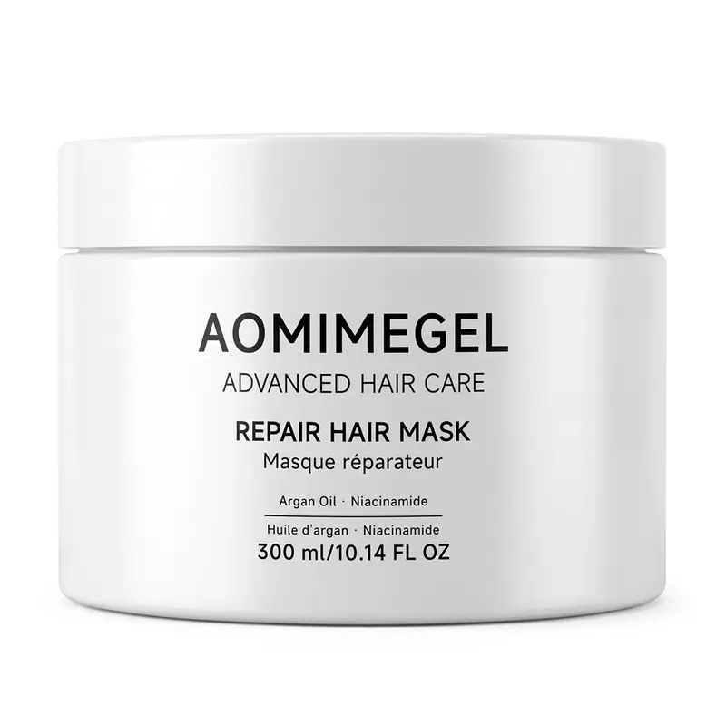 Aomimegel Argan Oil & Niacinamide Repairing Hair Gel Mask, 300ml (10.14 fl oz) Deep Conditioning Treatment for Dry, Damaged Hair