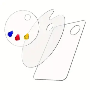 1pc Clear Acrylic Artist Paint Palette with Thumb Hole - Non-Stick, Easy Clean, Versatile Shape Options (Circular, Rectangular, Elliptical) for Oil, Watercolor, Craft, DIY Art Painting - Perfect for Beginners and Professionals Alike