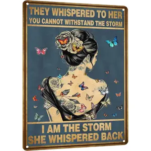 HYBLOM Inspirational Quote Motivational Wall Art - Hippie Boho Home Decor Sign - Positive Encouragement Gifts for Women Girls Office Bedroom Poster Vintage Metal Tin Signs 12x8 Inches