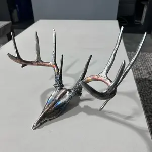 Copper and Steel Whitetail Deer Skull  - Unique Design with Copper Accents and Steel Elements