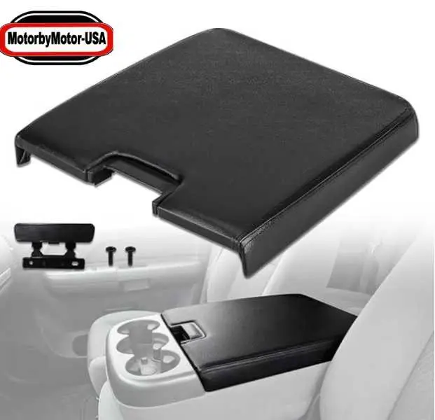 Black Center Console Armrest Lid Cover with Latch - Vehicle Accessories, Chevy Truck Accessory, OEM Match, New Lid Fits 07-13/2014 Chevy Silverado Suburban 1500 2500HD Tahoe Avalanche, GMC Sierra Yukon XL 1500 2500HD, Replaces 924835 20864151 20864153, Pl