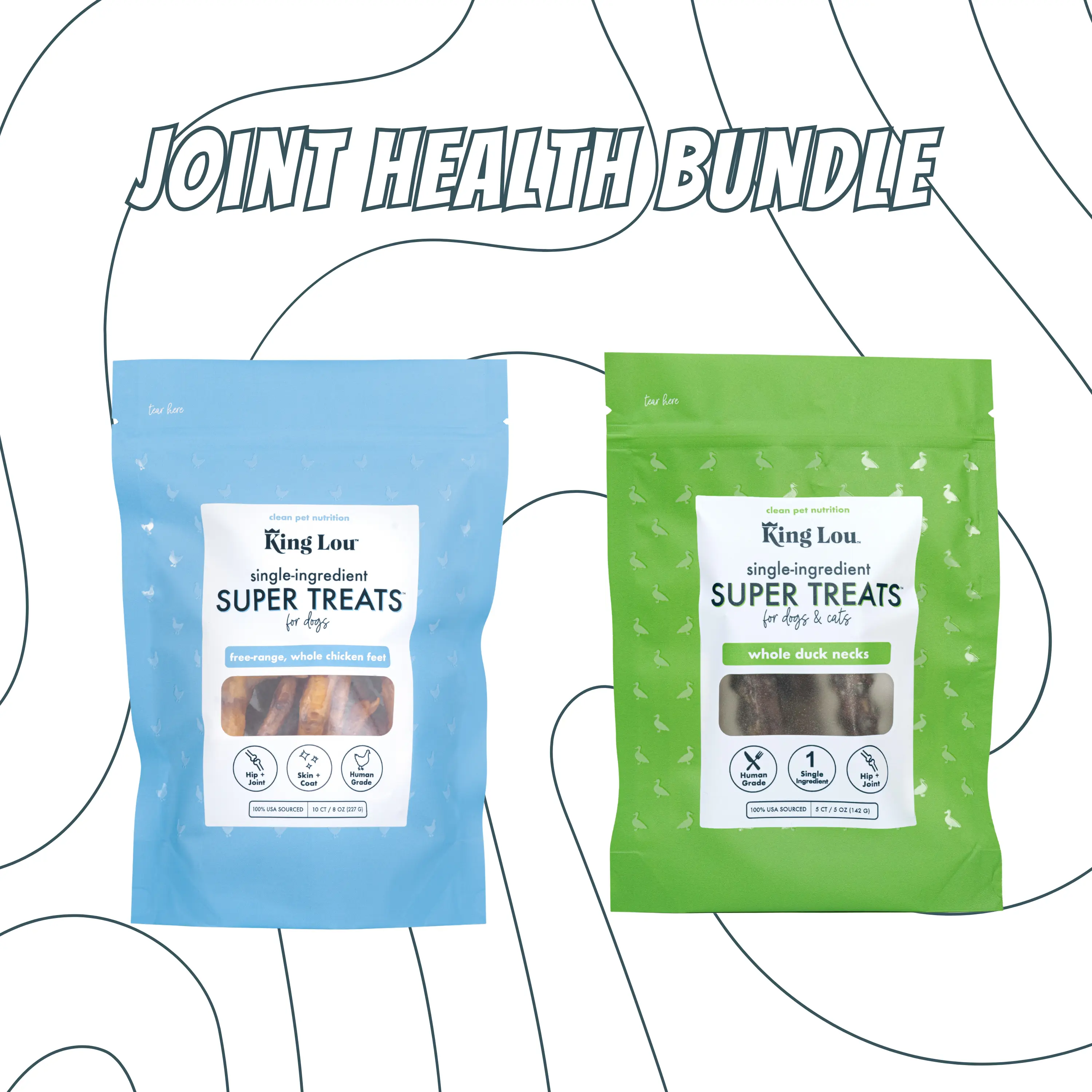 Joint Health Treats Bundle, USA 100% Sourced and Produced, Healthy Single-Ingredient Human-Grade Natural Treats for Dogs and Cats- Exclusive Bundle Pack