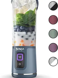 Ninja BC151NV Blast Portable Blender, Cordless, 18oz. Vessel, Personal Blender-for Shakes & Smoothies, BPA Free, Leakproof-Lid & Sip Spout, USB-C Rechargeable, Dishwasher Safe Parts, Denim Blue
