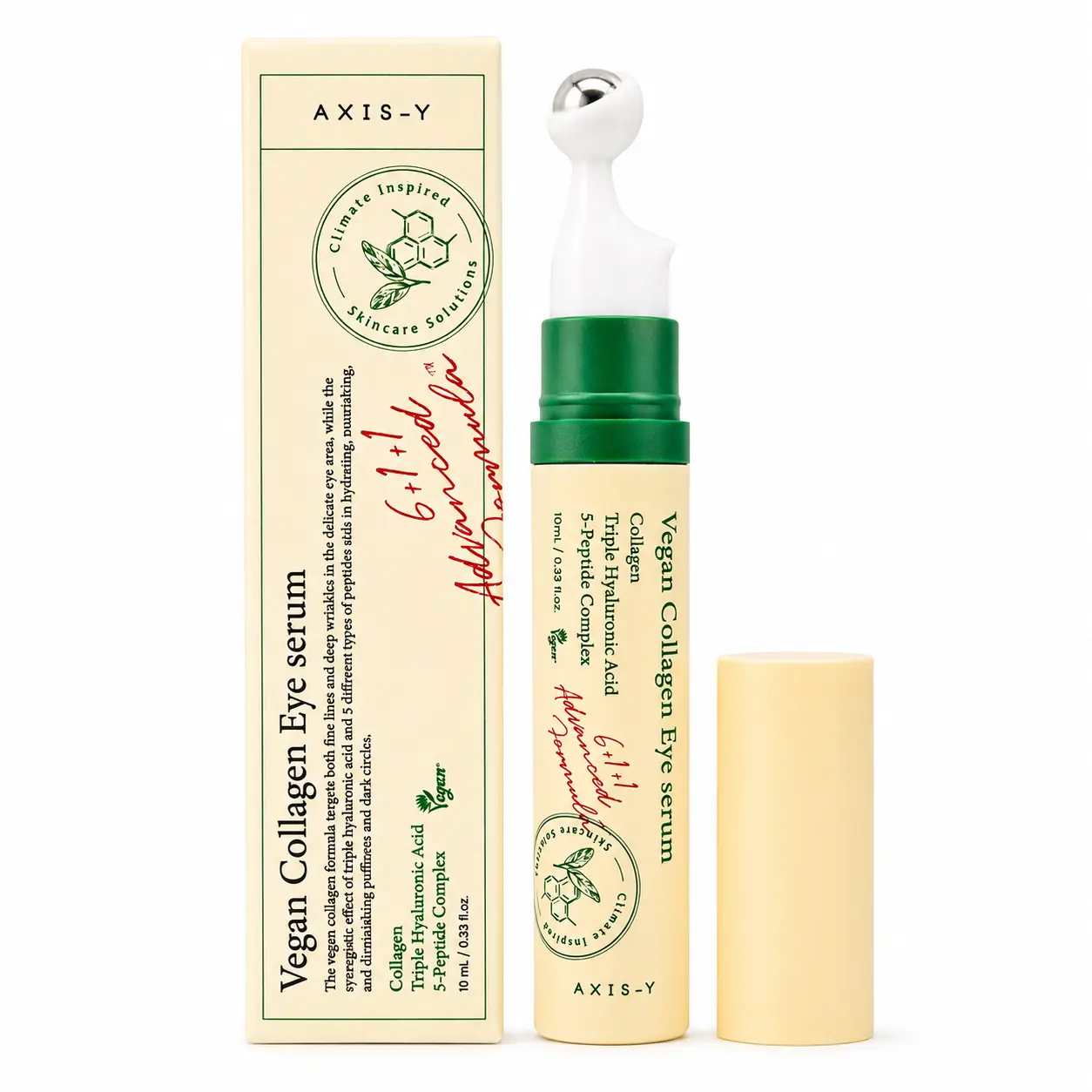 AXIS-Y Vegan Collagen Eye Serum – Triple Hyaluronic Acid & Peptide Collagen for Firmer, Brighter Under-Eyes (0.33 fl oz)