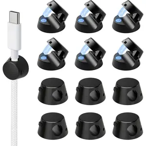 12 Pack Mini   Organizer Clips,  Cord Holder Self Adhesive  Management for Desk, Nightstand,  Office Accessories Black