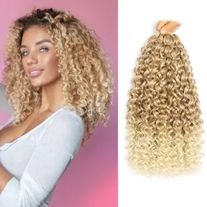 14 Inch Crochet Hair for Women Gogo Curl Crochet Hair Ocean Wave Braiding Hair Natural Gradient Water Wave Braids (14 inch, 8 Packs, Blonde/Black/Grey)for Daily Party Wear