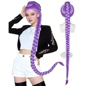 KPOP Cosplay Wig Purple Black Wigs For Women Rumi Mira Zoe Anime Cosplay Wig Heat Resistant Synthetic Straight Hair Long Wigs