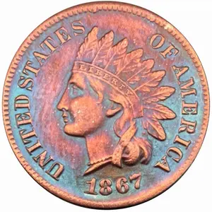 1867 Indian Head Cent Rare blue die Key Date copper US Vintage Collectible