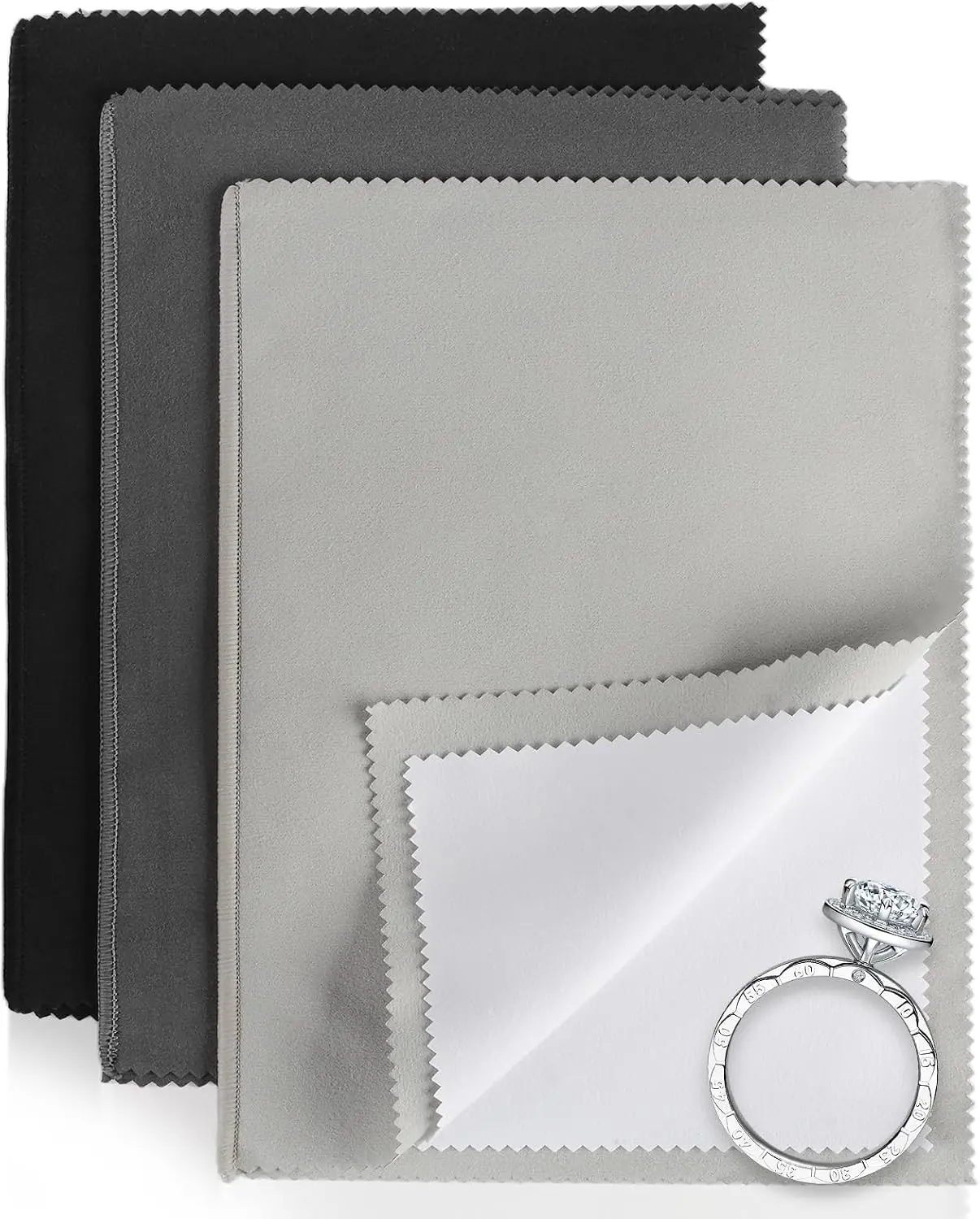 3PCS Jewelry Cleaning Cloth, 10'' x 12'' Silver Polishing , 100% Cotton Jewelry Cloth Polishing for Cleaning Gold, Diamonds, Platinum, Gemstones, Coins