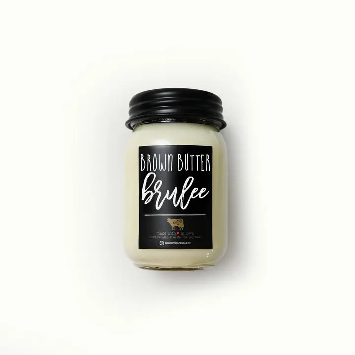 Milkhouse Candle Co. Brown Butter Brulee Natural Wax Candle - Multi-Size Home Fragrance Decor, Clean Burn, Non-Toxic Fall Scent, Hand-Poured in USA, Cozy Wax Item for Home Use