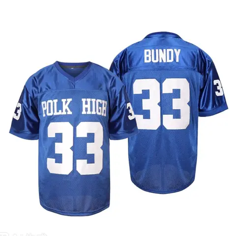Men's Polk High 33 AL Bundy Breathable Full Jersey - Blue White Athletic Tops, Loose Fit 90S Hip Hop Party Professional Sports Tee, S-5XL Male Clothing