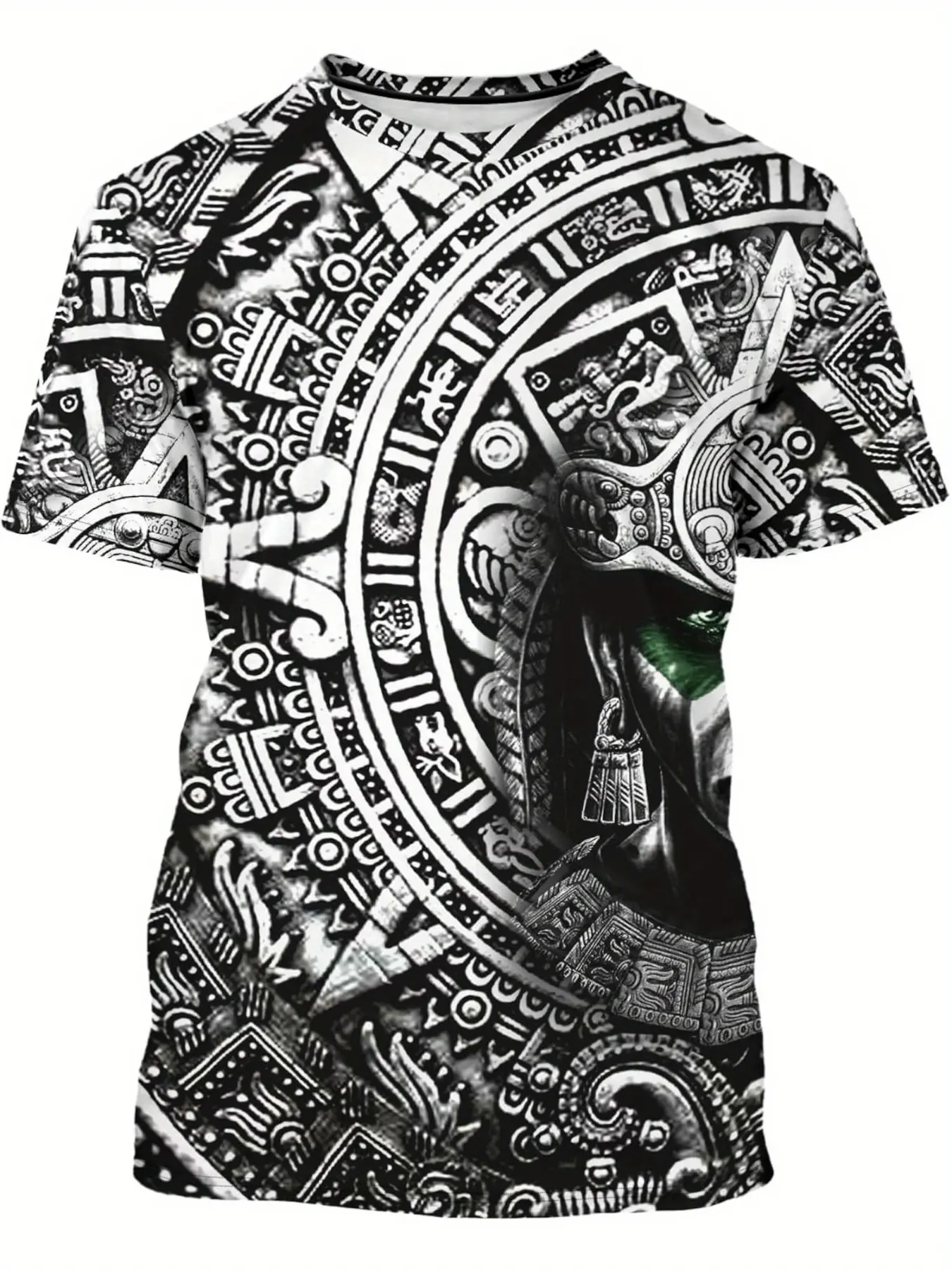 Summer Tropical Mexican Aztec Ethnic Cultural Quezon Men's Casual Street Style Classic Retro O-Neck Loose-fitting 3D Printed T-shirt Men's Summer Short-sleeved T-shirt Full Print 3D Printed Pattern T-shirt Streetwear Menswear Top Round Neck