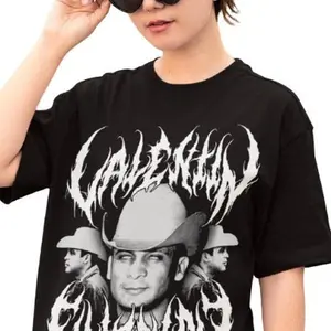 Valentin Elizalde Dark Metal Lettering Unisex T-Shirt - El Gallo De Oro Fan Gift Cotton Fit