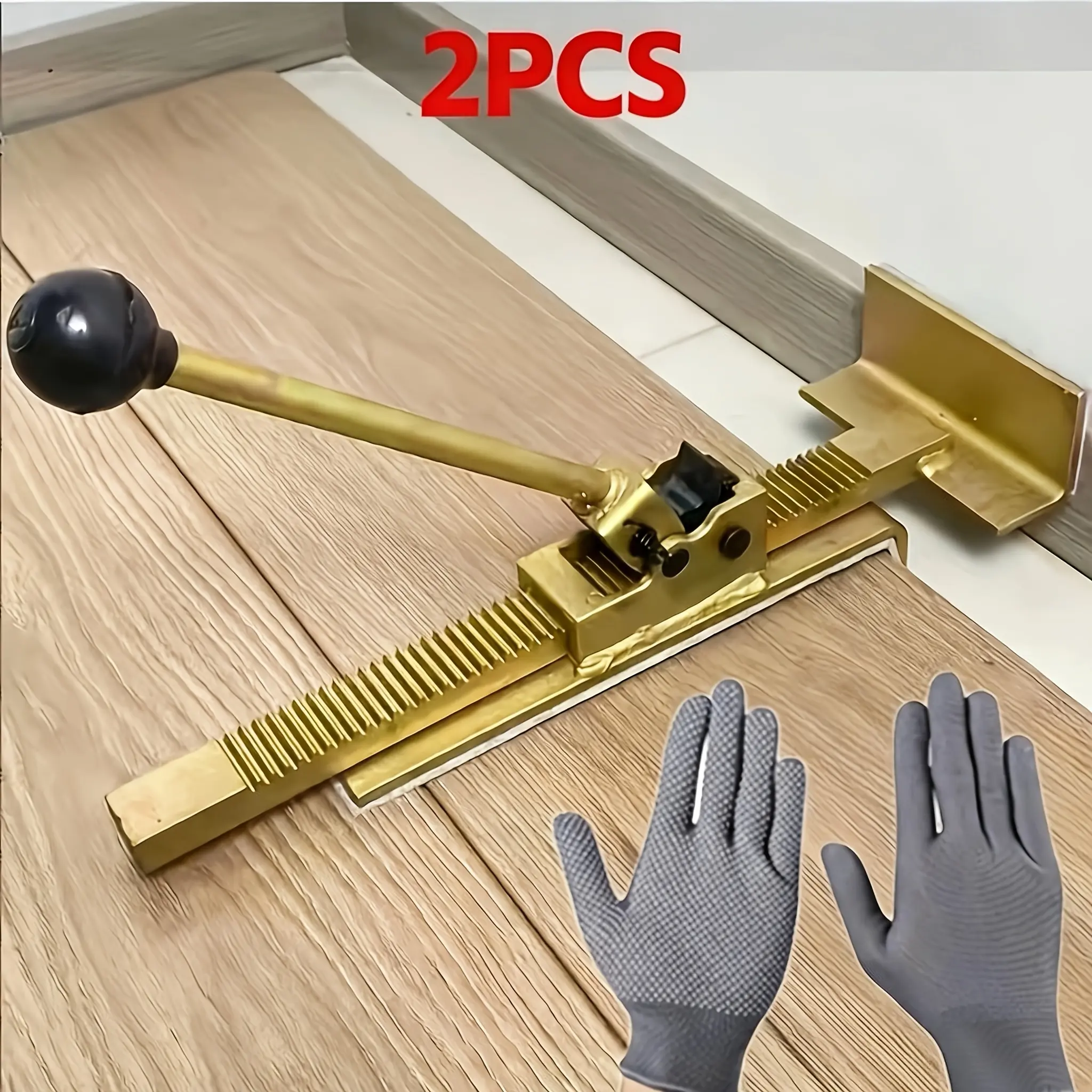 2Pcs Heavy Duty Q235 Cast Steel & Solid Wood Floor Chisel Set - 12-5/8" L x 1" W x 5/8" D, 5.72 lbs/2.6 kg, Ergonomic Handle, Adjustable Rod, Lock Design, Manual Power-Free Tool for Wood & Laminated Floors Alignment, Ideal Father's Day Gift