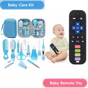 Baby Healthcare & Grooming Kit for 3-24 Months, Newborn Nursery Safety Care Set with Hair Brush, Comb, Nail Clipper, Thermometer, Pacifier Clip, Teether Toy, TV Remote Shape Chew Toy, Baby Registry Essential Halloween & Christmas Gift
