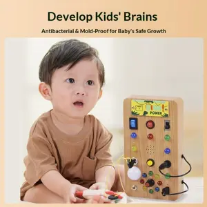 Montessori Early Learning LED Light Busy Board, Simulation Switch Power Board, Button Toy for Play and Learn, Signal Light Education