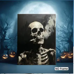 Vintage Gothic Dark Academy Artistic Canvas Art Print, Vintage Prints, Retro Plant Skull Poster, Unframed Wall Decor, Classic Style, No Frame Included