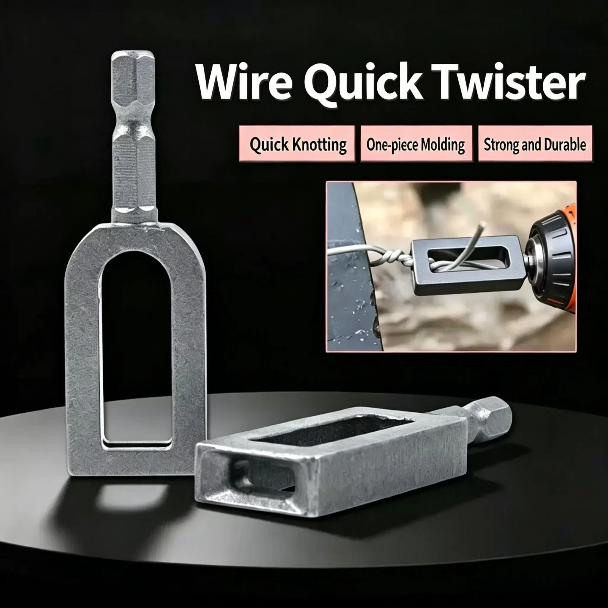 Hex Shank Wire Twisting Tool, Heavy Duty Wire Tie Twister, Quick Knotting Drill Attachment for Fence, Gardening, Construction, DIY Projects, Rust‑Proof Durable Metal Wire Twisting Connector Tool,Sizes #9 & #11