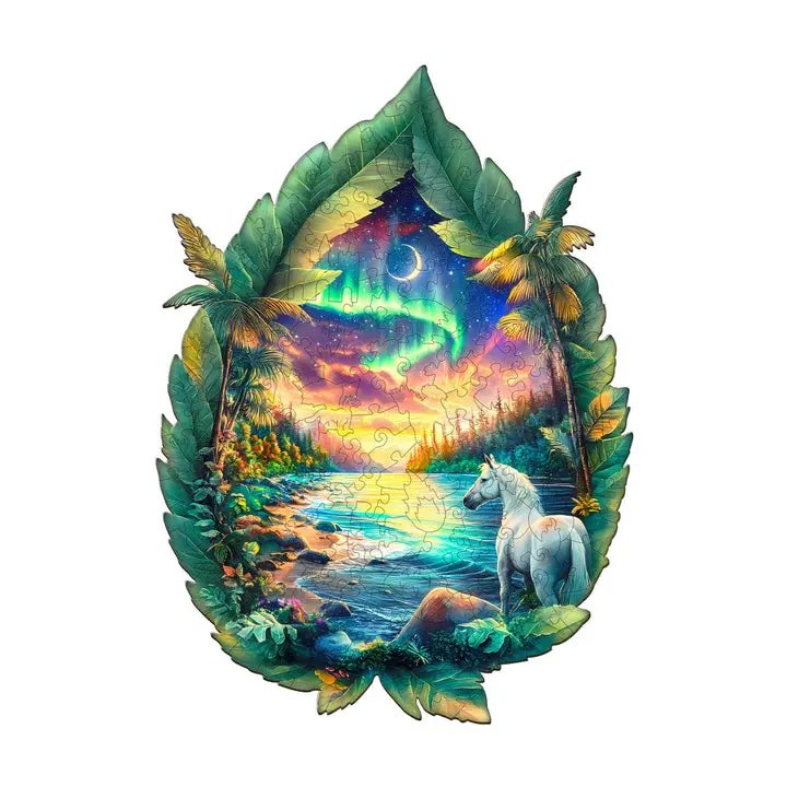 Aurora White Horse Wooden Jigsaw Puzzle, Creative Puzzle for Kids & Adults, Toys & Hobbies Games & Puzzles Collection