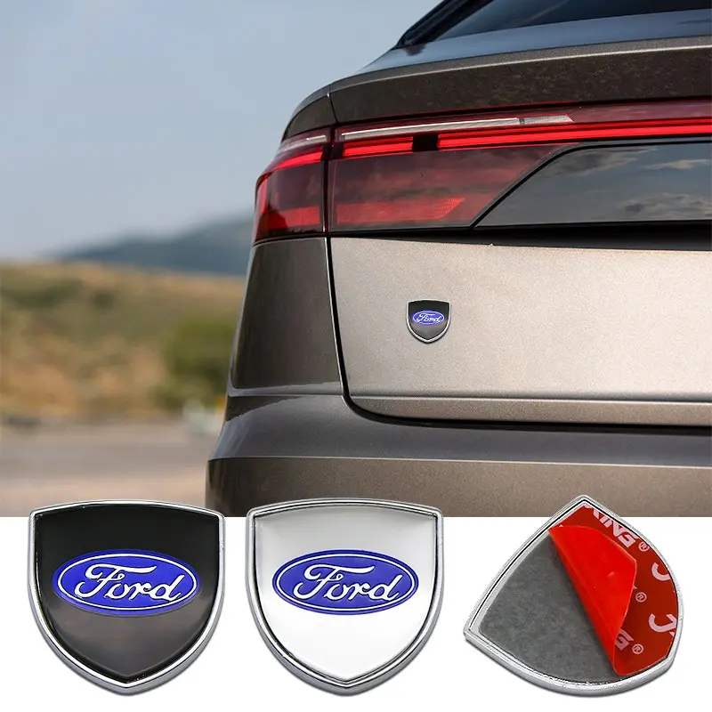 1pcs/2pcs Ford Shield Side Emblem, Car Body Window Stickers for F-150 Mustang Focus Escape Explorer, Custom Car Decoration Accessories