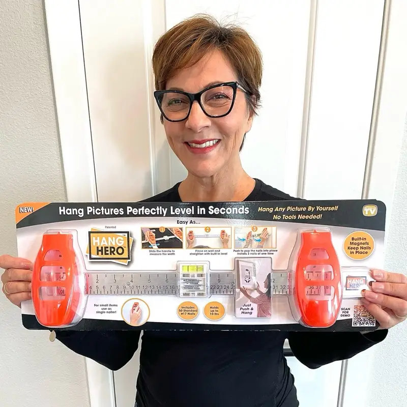 Hang Hero Number One Picture Hanging Hack - Holds Up to 10 Pounds in Seconds, Effortless Installation for Art & Crafts - Organiser