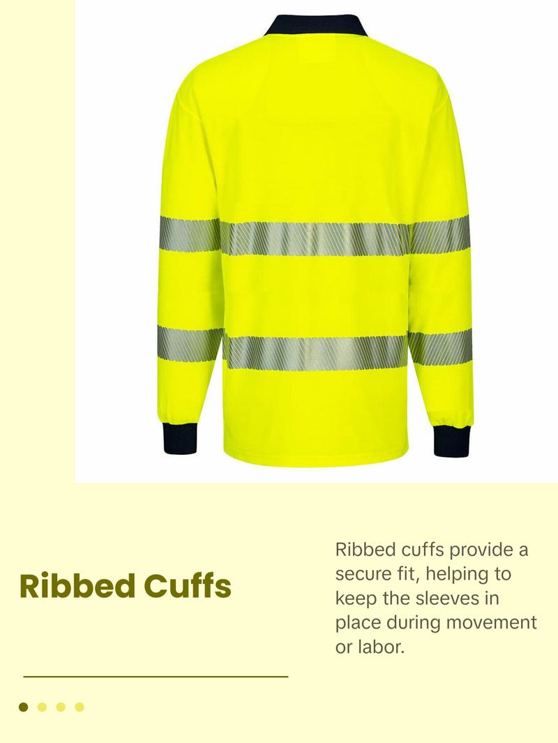 Portwest Mens Long Sleeve PW3 Hi-Vis Polo Shirt  Reflective Safety Workwear T186