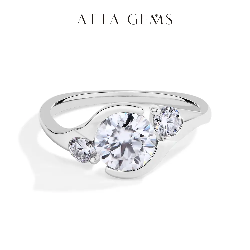Moissanite Multi-Cut Cluster Ring for Women, 1.2CT Brilliant Cut D Color VVS1 Statement Band, Diamond Alternative Marriage Ring, Gemstone, Moissanite Rings