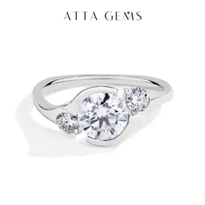 Brilliant Cut 1.2CT Synthetic Moissanite ring D Color VVS1 For women Daily Wear Birthday Present R154