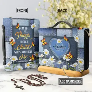 Bible Cover Case Women Study Book Holy Storage Boxes I Can Do All Things Through Christ Who Strength Handbags Church Bible Bags