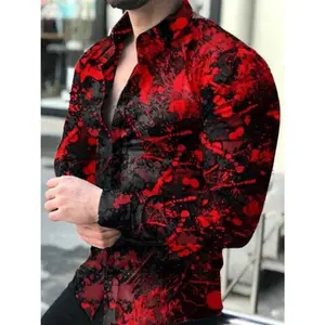 Men's Plus Size Printed Long Sleeve Shirt