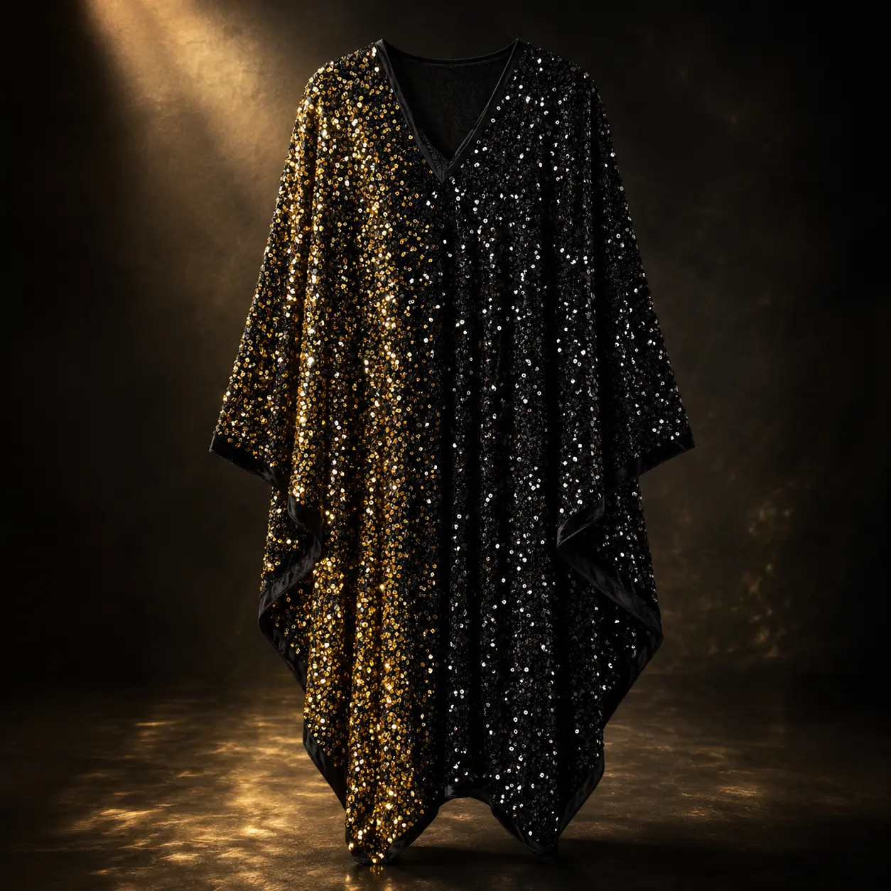#215 Luna Sparkle Gold black ombre sequin poncho Ombre sequin kaftan