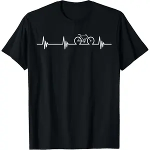 100%cotton Cycling Heartbeat T-Shirt- Bicycle Love Biking Shirt Gifts T-Shirt