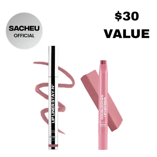sacheu Line & Define Lip Duo - Lip Liner STAY-N & DoubleDown Lip Kit - Waterproof Peel-off Lip Stain + 2-in-1 K Beauty Lipstick sacheu Line & Define Lip Duo - Lip Liner STAY-N & DoubleDown Lip Kit - Waterproof Peel-off Lip Stain + 2-in-1 K Beauty Lipstick