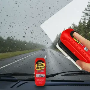 Car Glass Oil Film Remover with Applicator, Anti-Fog Rainproof Strong Windshield Cleaning Solution, Car Care Essentials, Windshield Cleaner