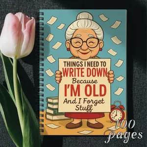 1pc 5.5x8.3inch Interesting Elderly Humorous Notebook - "Things I Need to Write Down Because I'm Old and My Memory is Poor", with a cute cartoon design spiral notebook, perfect for office or home use, horizontal notebook