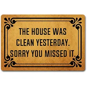 Funny Welcome Doormat For Indoor Decor House Decor Party's in the back Personalized Funny Rubber Anti-Slip Doormat House Warming Novelty Gift Mat Funny Home Decor Area Rugs Hello Mat