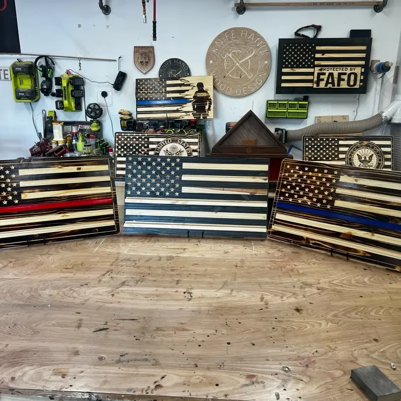 Handcrafted Flag Challenge Coin Holder - Unique Design with American Flag Theme