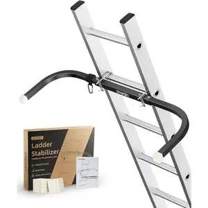 Ladder Stabilizer, Adjustable Ladder Bracket, Ladder Stabilizer for Roof Gutter Cleaning, Ladder Gutter Protection Accessories, with White Non-Slip Silicone Pads to Protect Walls