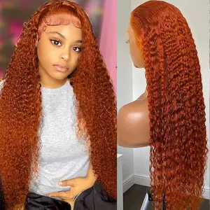 Nervoss 30Inch Ginger Orange Lace Front Wigs Human Hair Deep Wave 13x6 Hd Transparent Lace Front Wig Human Hair for Women 180% Density Orange Colored Glueless Pre Plucked Natural Hairline