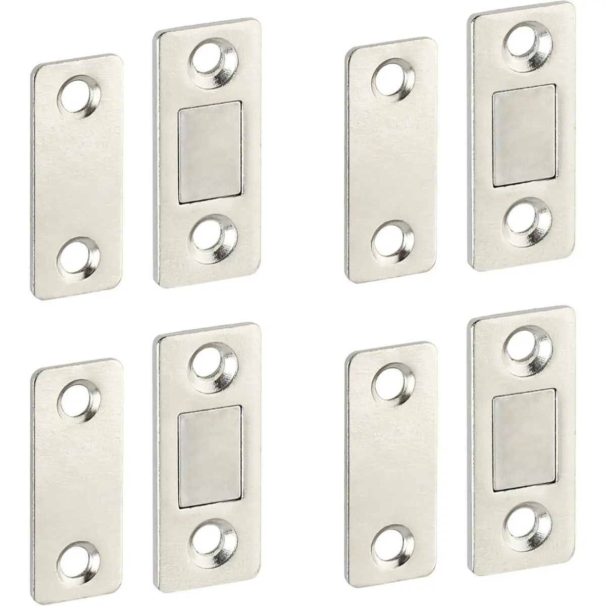 Magnetic Latches for Cabinets, Ultra-thin Brushed Stainless Steel Drawer Latches with Magnetic Adhesive, Kitchen Cabinet Door Closure Magnetic Latches, Door Hardware, Magnetic Cabinet Locks