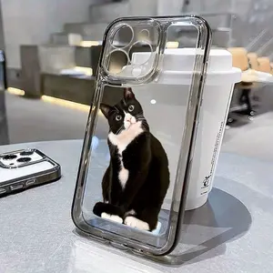 Cute Cat Pattern TPU Case for iPhone 16 15 14 Pro Max 13 12 11 XR XS Plus Non-Yellowing Clear Crystal Drop-proof slim Silicone Cover