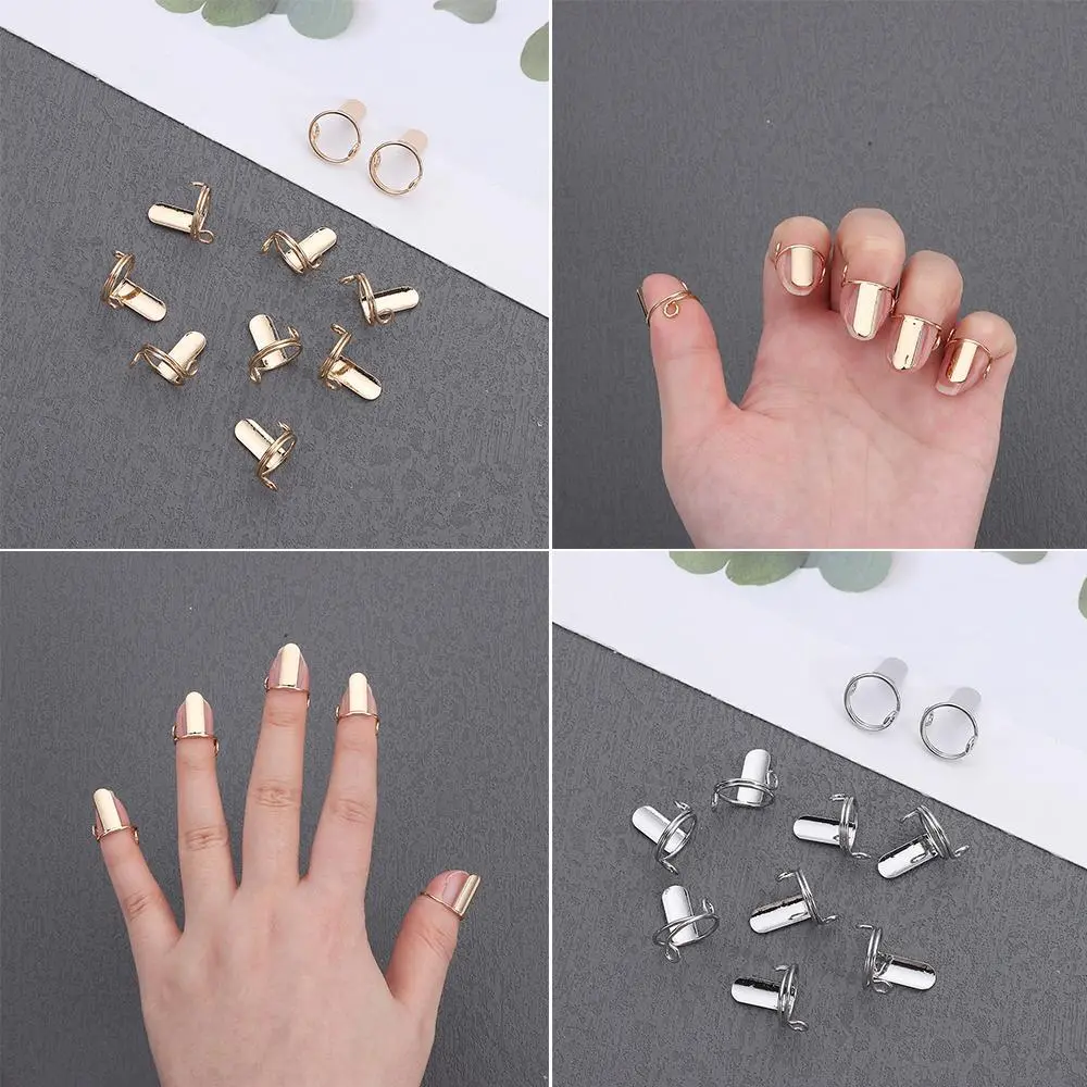 New Nail Rings Fingertip Nail Rings for False Nail Women Girls Phalanx Ring Adjustable Reusable Removable Nail Art Decoration