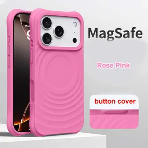 Magsafe Soft Ripple Phone Case Matte Shockproof Cover with Raised bumper edges Protection Stylish Phone Case for 17 Pro Max cases 16 15 14 13 ProMax