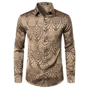 ZEROYAA Men's Hipster Slim Fit Lightweight Long Sleeve Gothic Jacquard Button Up Dress Shirts for Party Prom